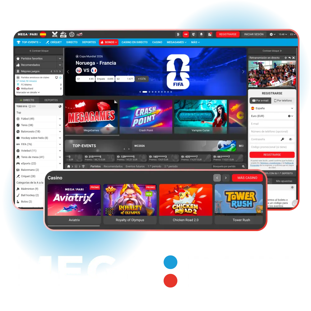 Empieza a jugar en el casino online MegaPari ahora mismo.