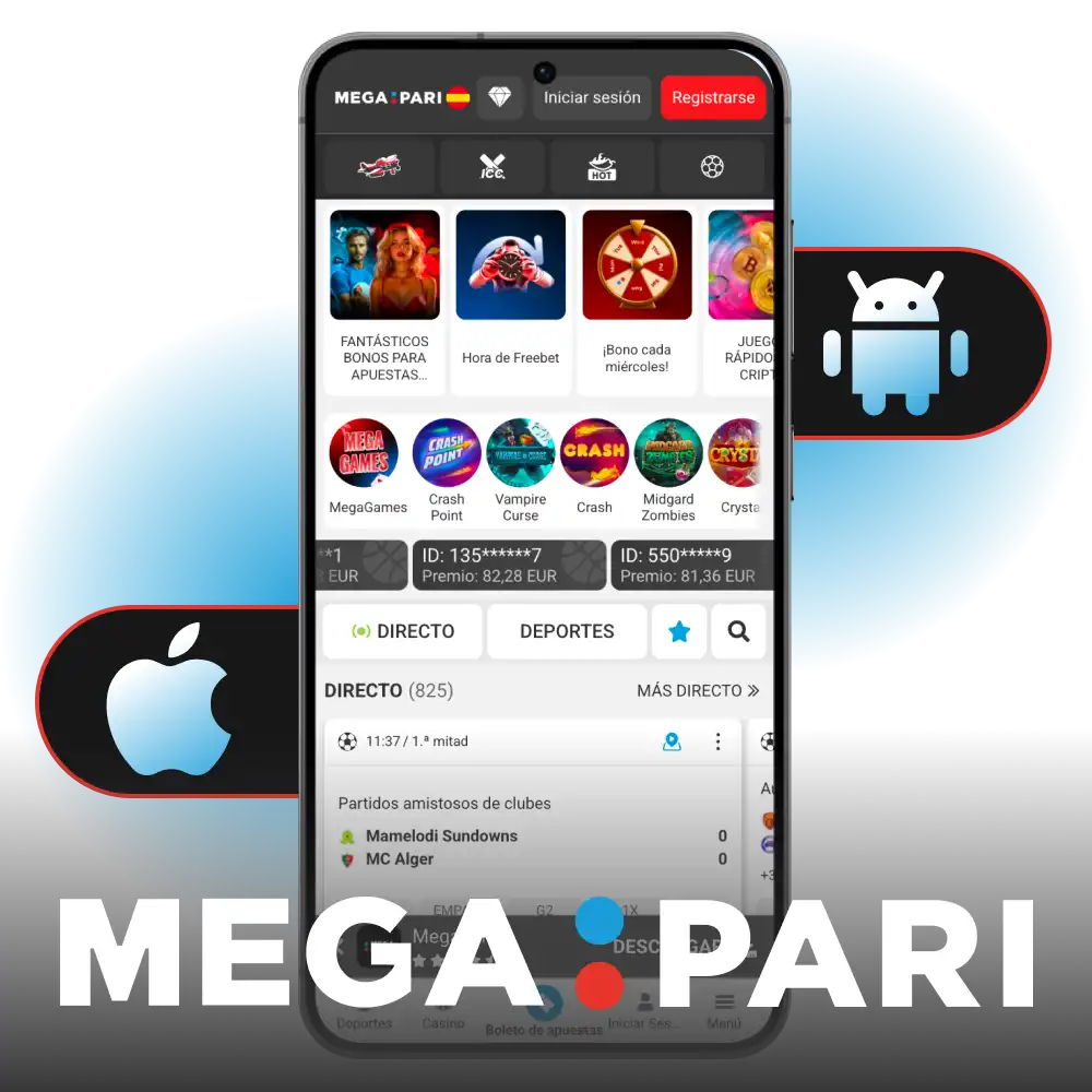 Descarga la Megapari app en tu dispositivo para empezar a apostar.