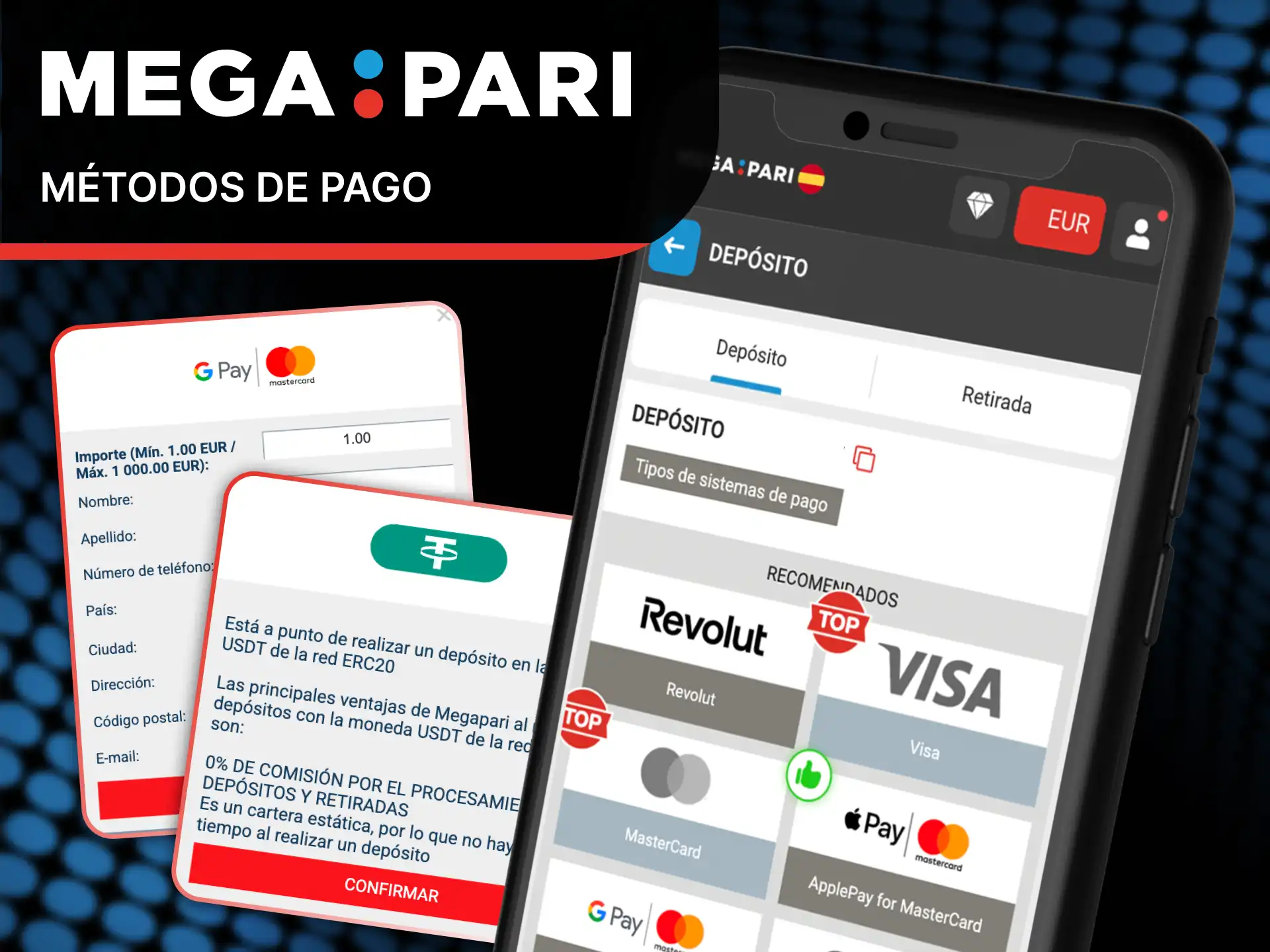 Deposita fondos de forma segura utilizando la app de MegaPari.