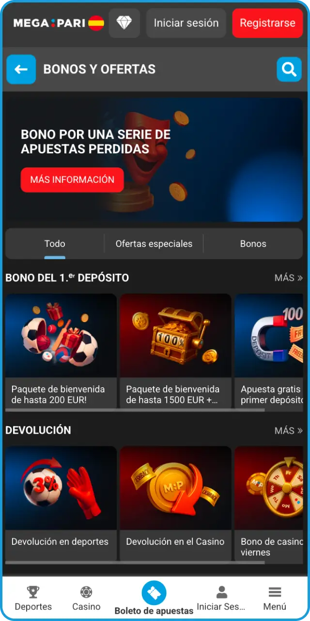 Descubre las promociones disponibles al usar la app de MegaPari.