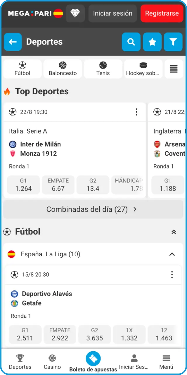 Realiza tus apuestas en los mejores eventos desde la app de MegaPari.
