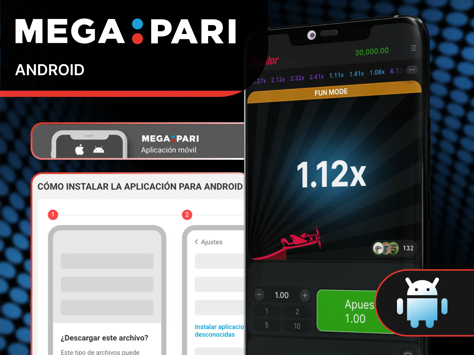 Instala el archivo en tu teléfono para entrar al juego Aviator en MegaPari.