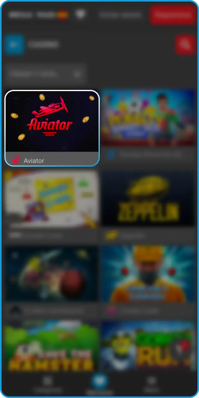Entra en el lobby y selecciona el título de Aviator en MegaPari.