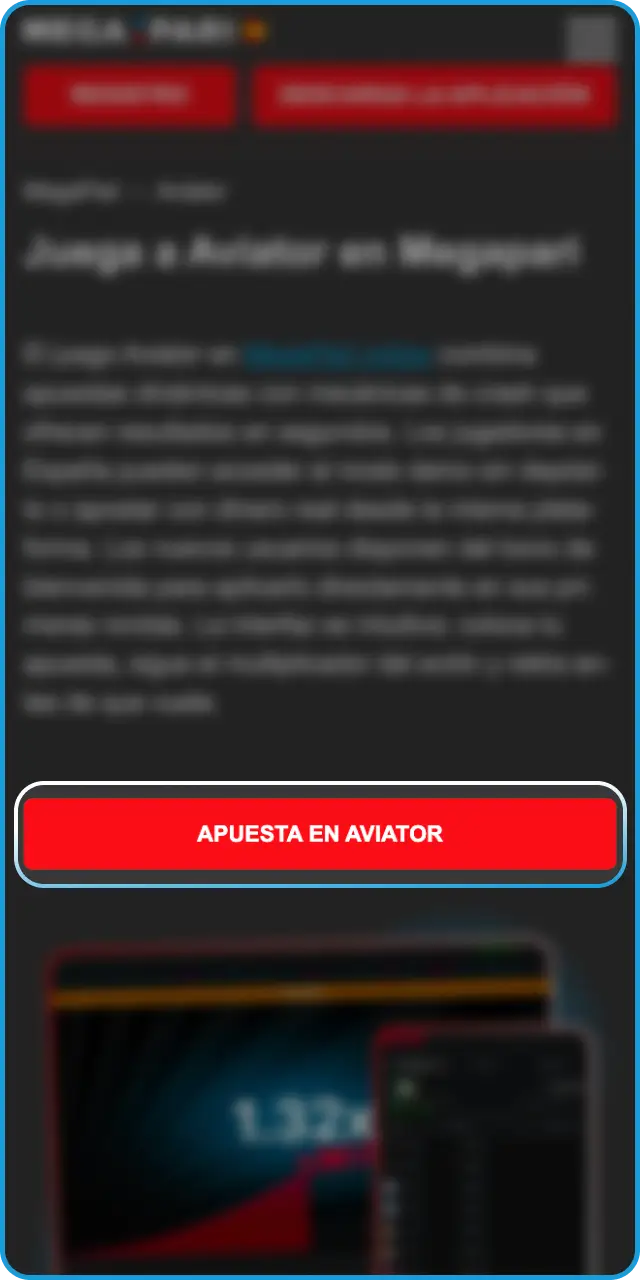Crea tu cuenta para comenzar la aventura de Aviator en MegaPari.