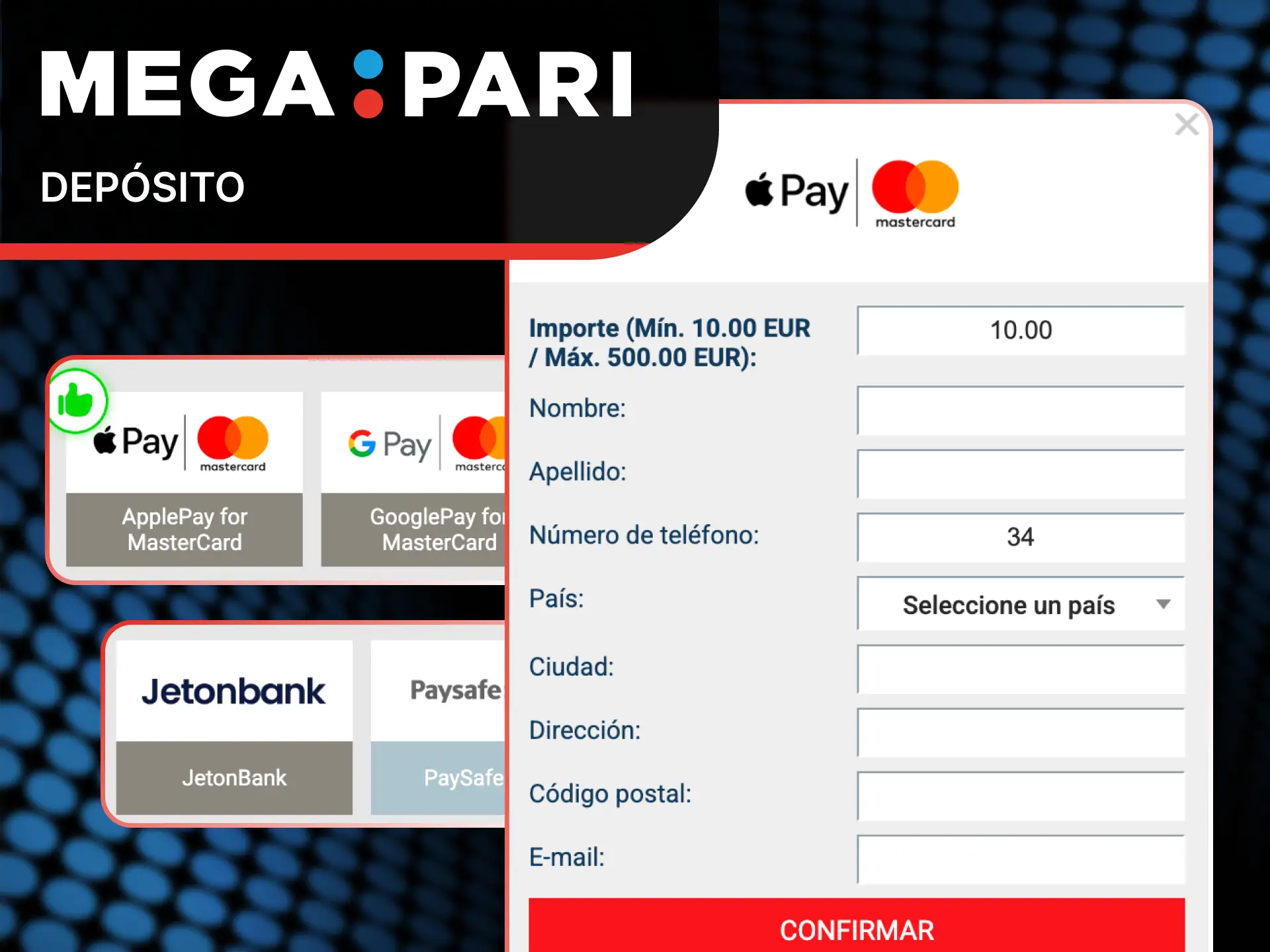 Realiza tu primer ingreso para recibir de forma instantánea el bono en MegaPari.