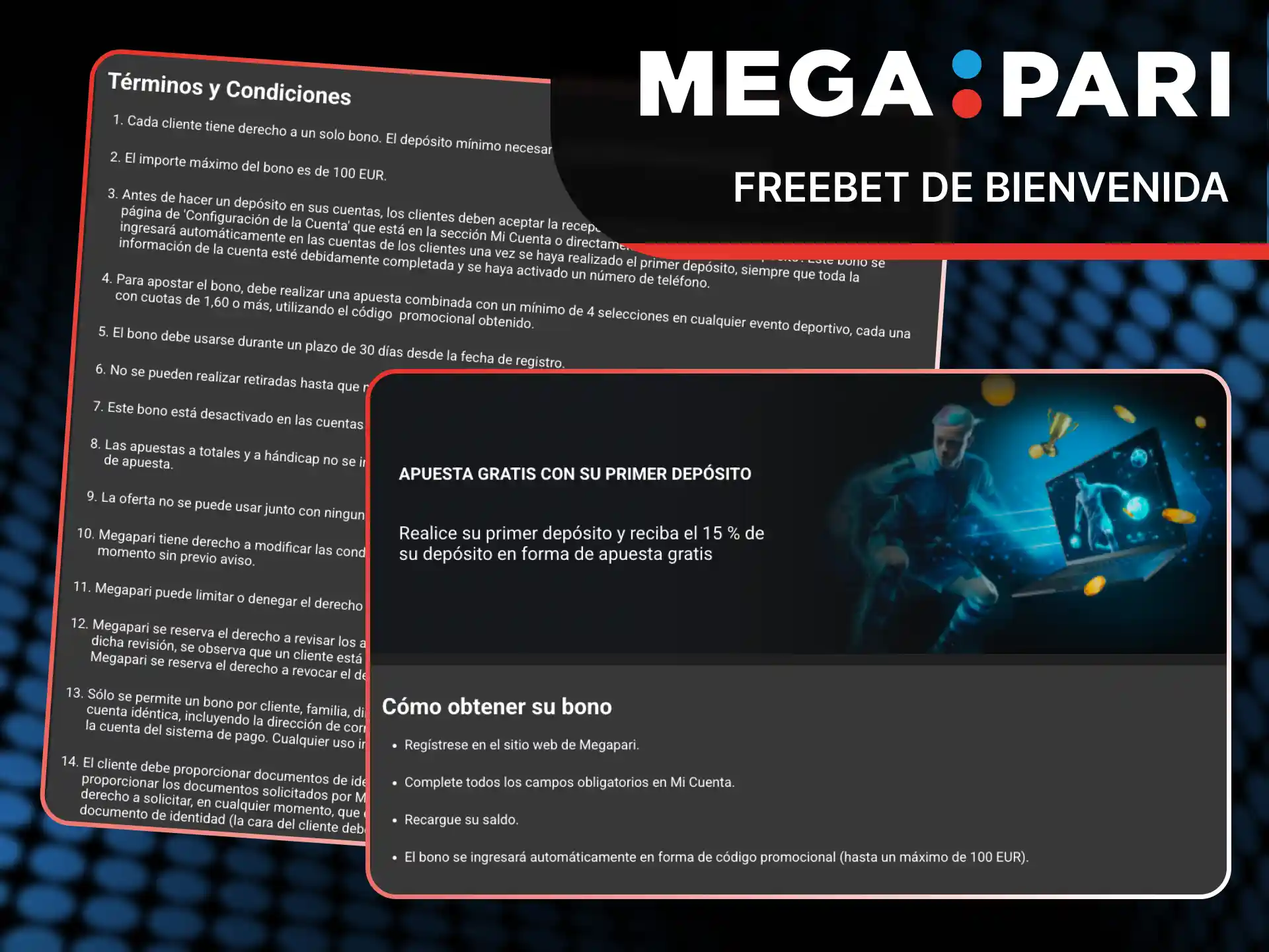 Consigue la apuestagratis inicial como parte de tu bono en MegaPari.