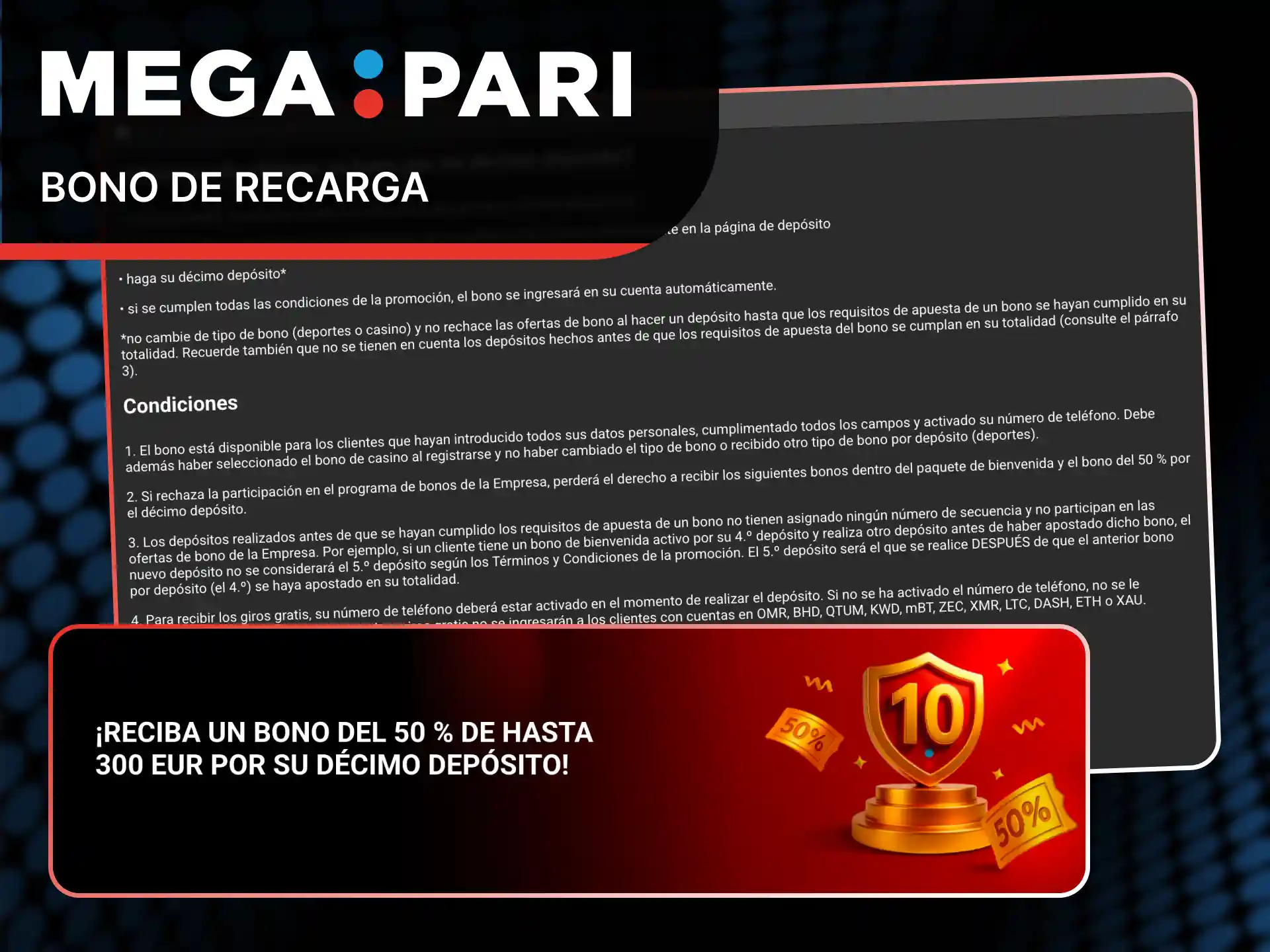 Recarga tu cuenta y recibe un saldo extra gracias al bono en MegaPari.