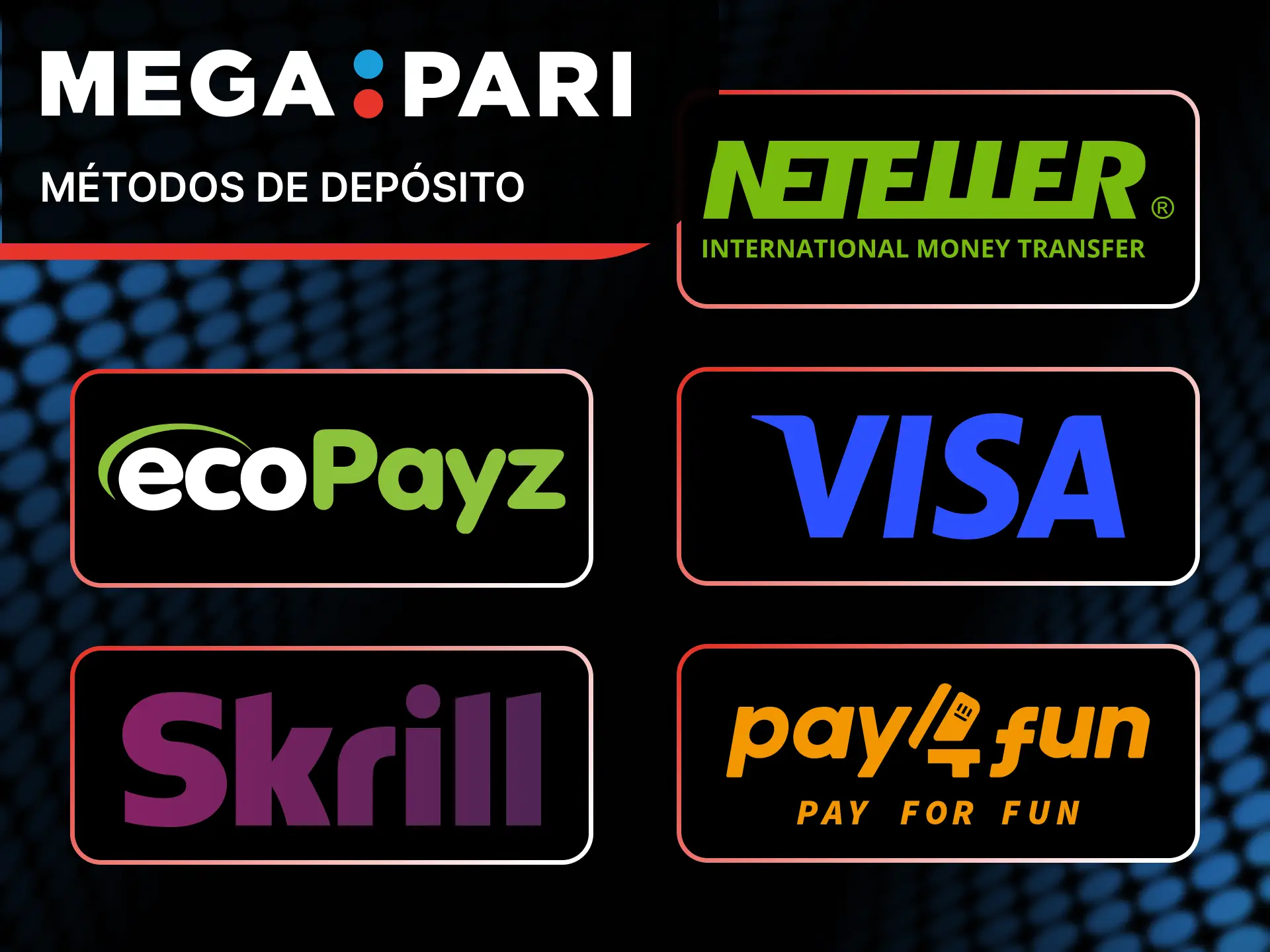 Elige la opción de pago más conveniente para tu depósito en MegaPari.