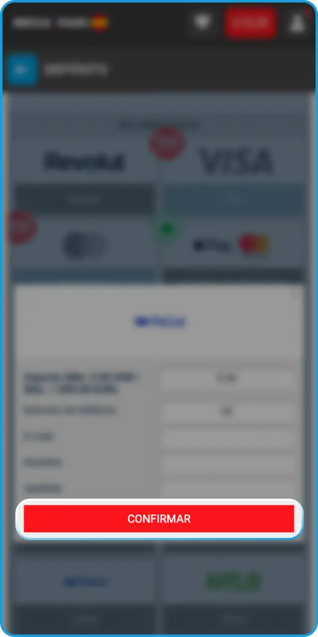Valida la operación para abonar el saldo de tu depósito en MegaPari.