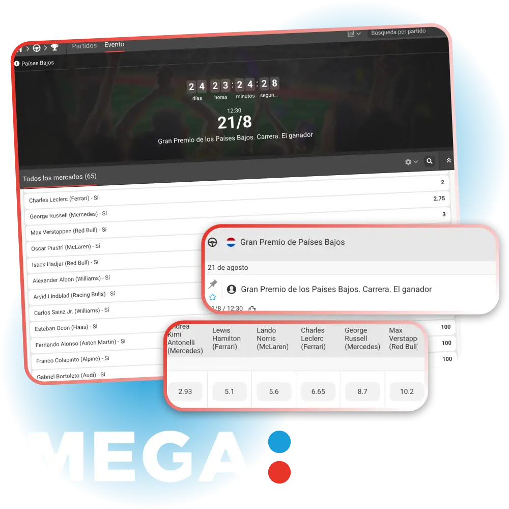 Haz tus apuestas de Fórmula 1 en Megapari y gana dinero.