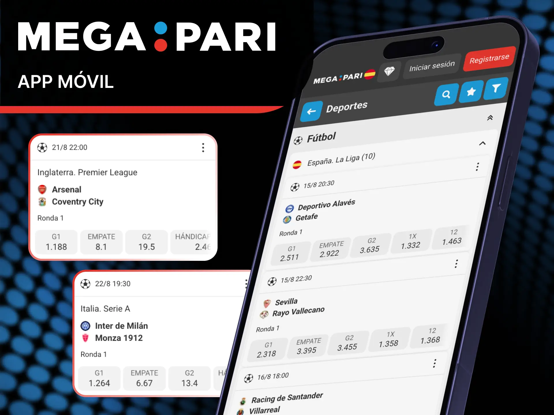 Instala la app móvil para realizar tus pronósticos en MegaPari Fútbol.