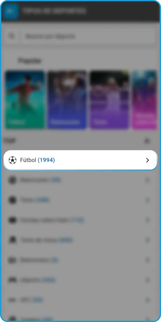 Ve al apartado de deportes para ingresar en MegaPari Fútbol.