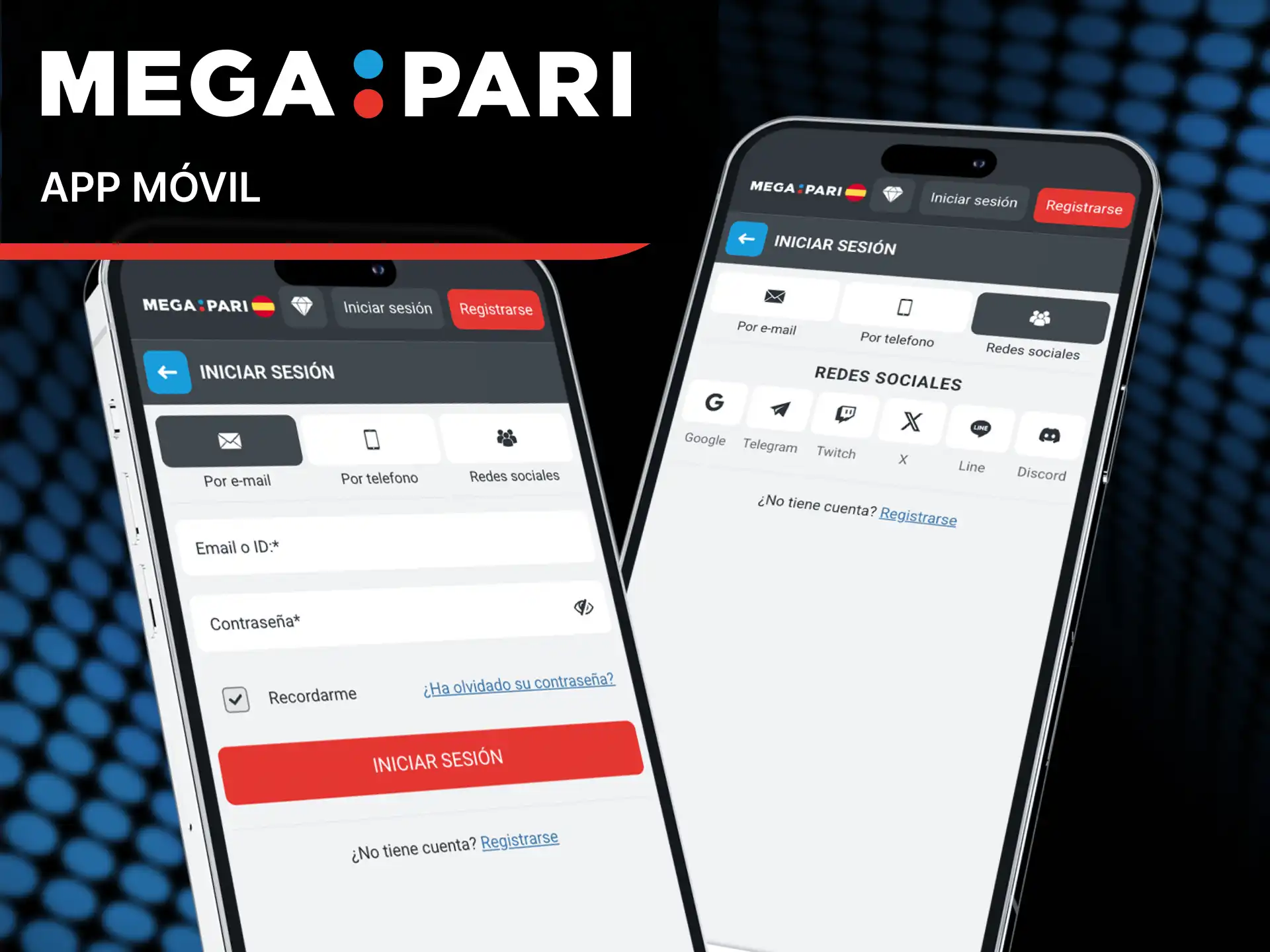 Utiliza la aplicación móvil oficial para hacer tu login en MegaPari.