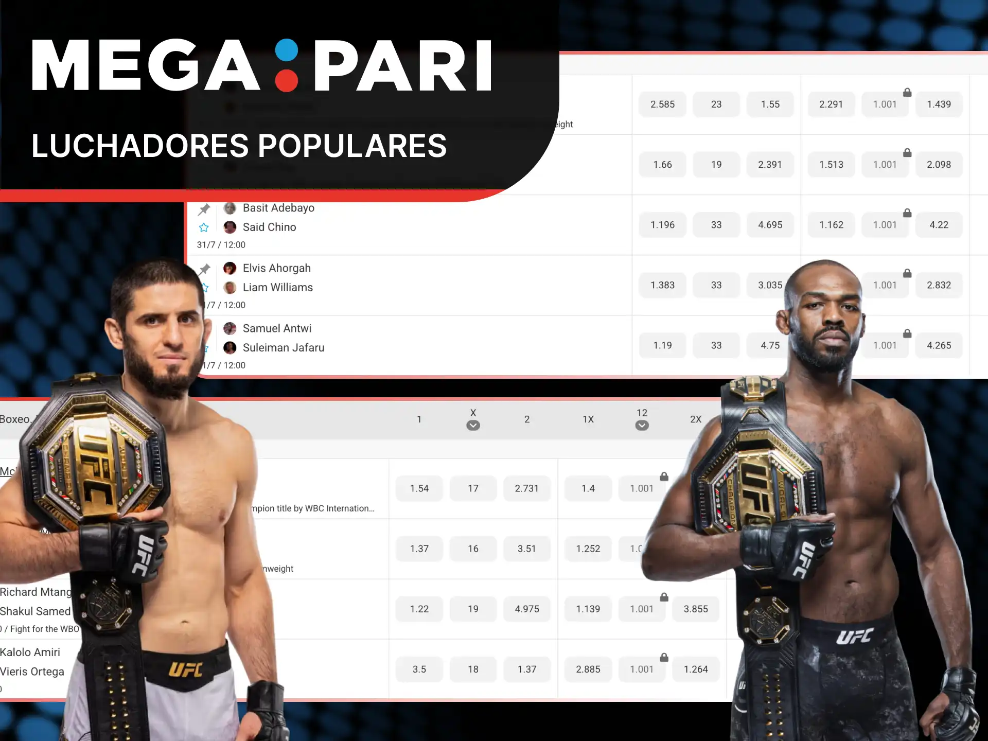 Haz tus pronósticos a las estrellas más destacadas de la UFC en MegaPari MMA.