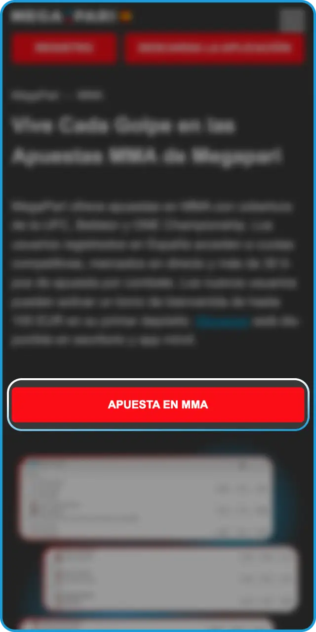 Ve a la zona de descargas oficial para instalar la app de MegaPari MMA.