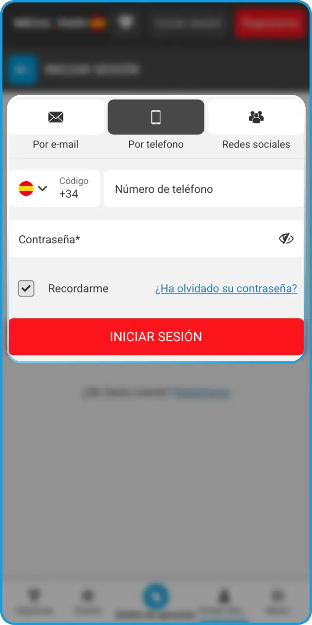 Inicia sesión con tus credenciales y comienza a apostar en la app de MegaPari MMA.
