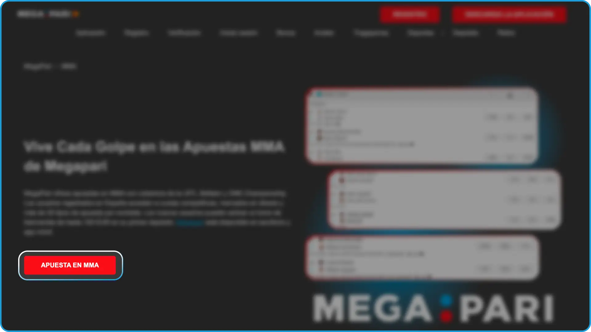 Completa el registro de usuario para empezar tus apuestas en MegaPari MMA.