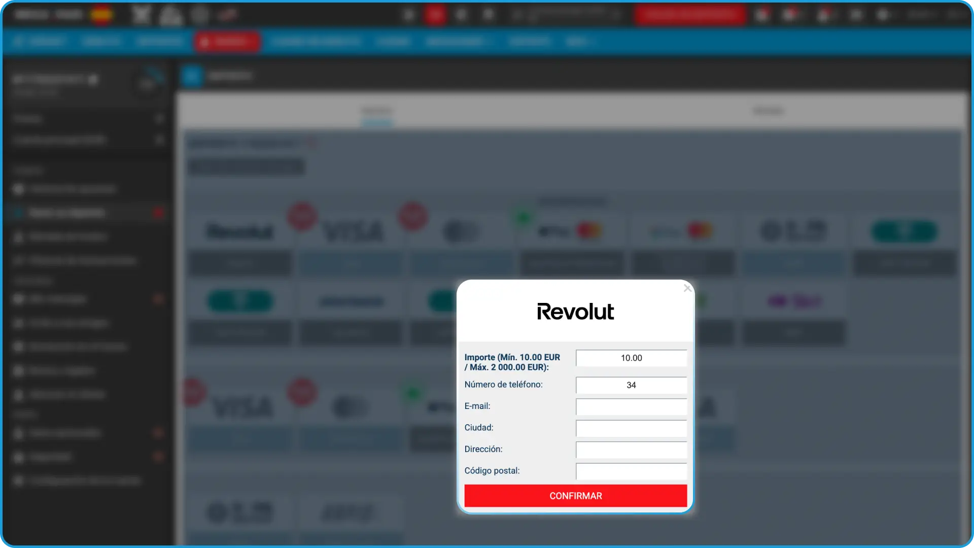 Añade fondos a tu cuenta para realizar pronósticos en MegaPari MMA.