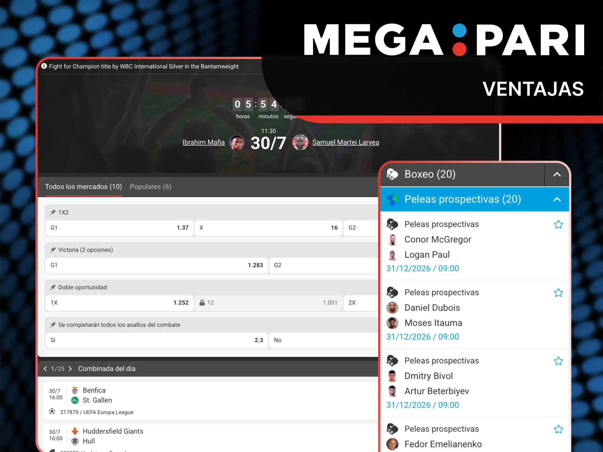 Aprovecha las mejores cuotas e itinerarios en la sección de MegaPari MMA.