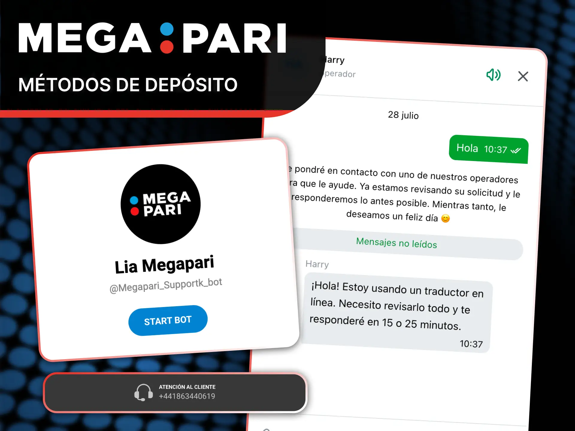 Rellena el formulario de soporte para comunicarte con MegaPari.