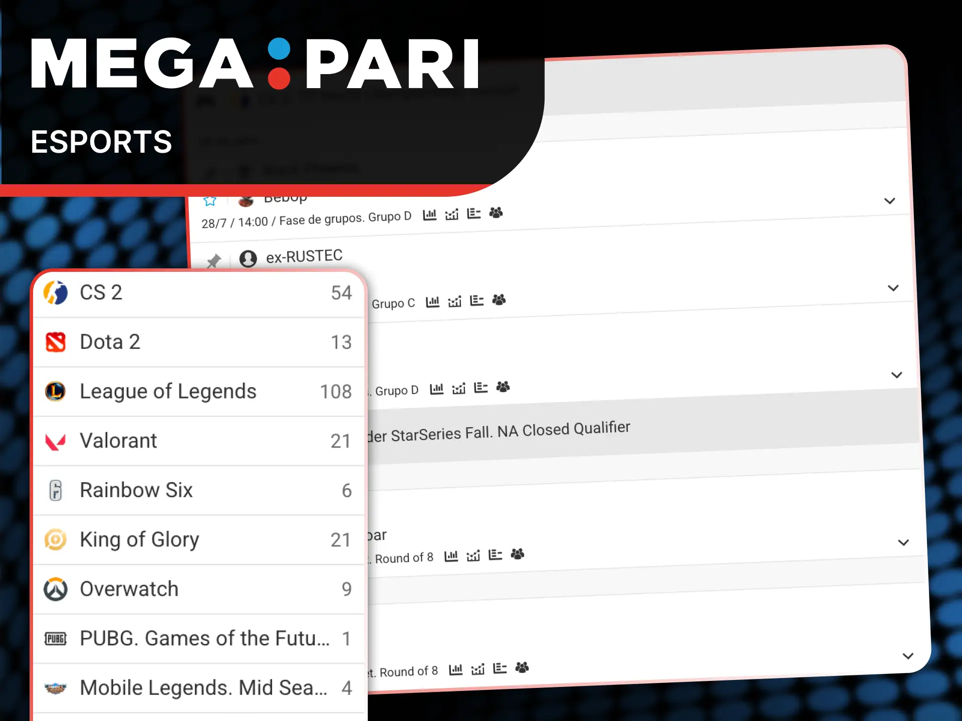 Apuesta en los ciberdeportes más competitivos dentro de MegaPari.