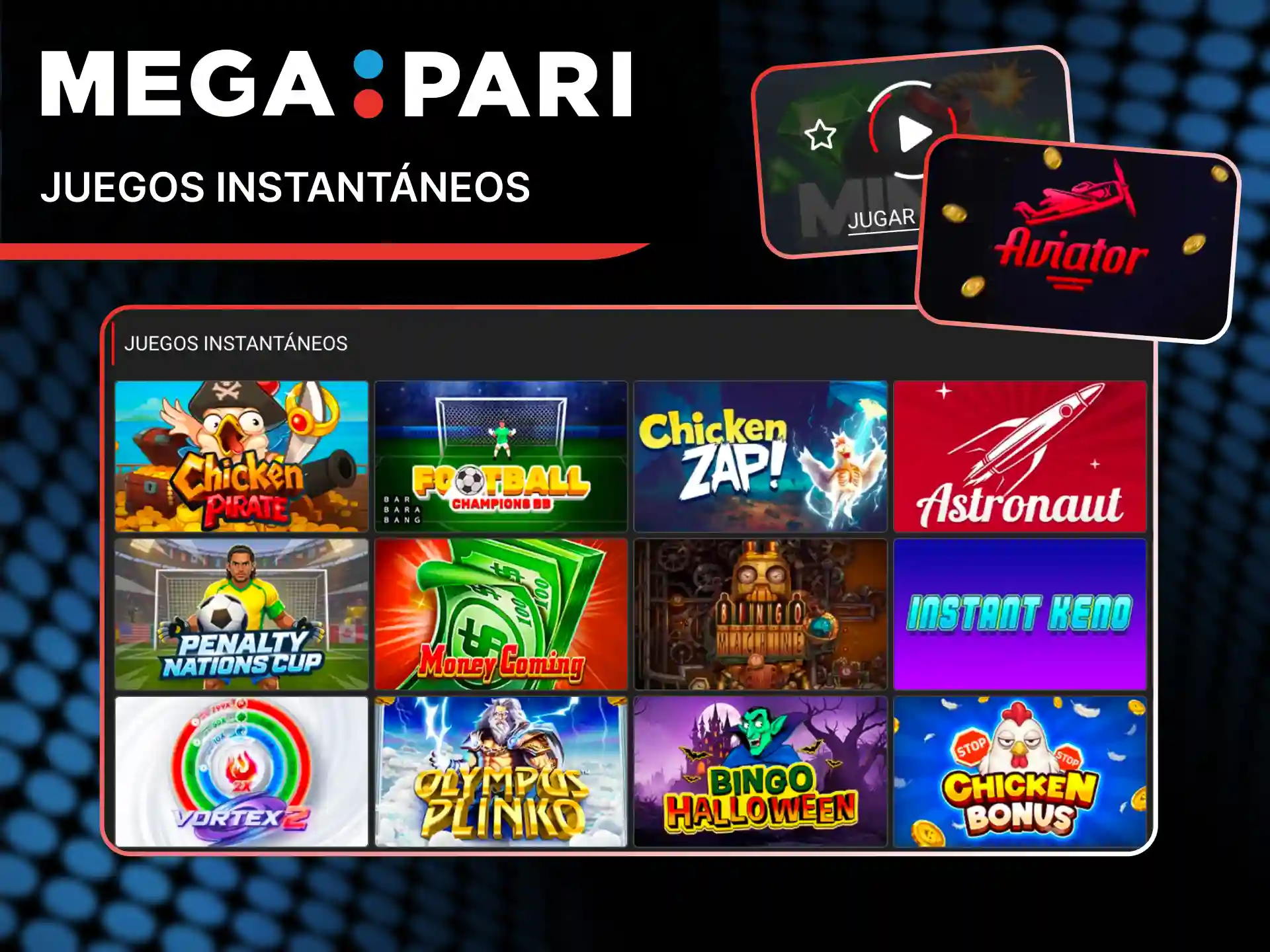 Gana premios al instante con los juegos rápidos de MegaPari.