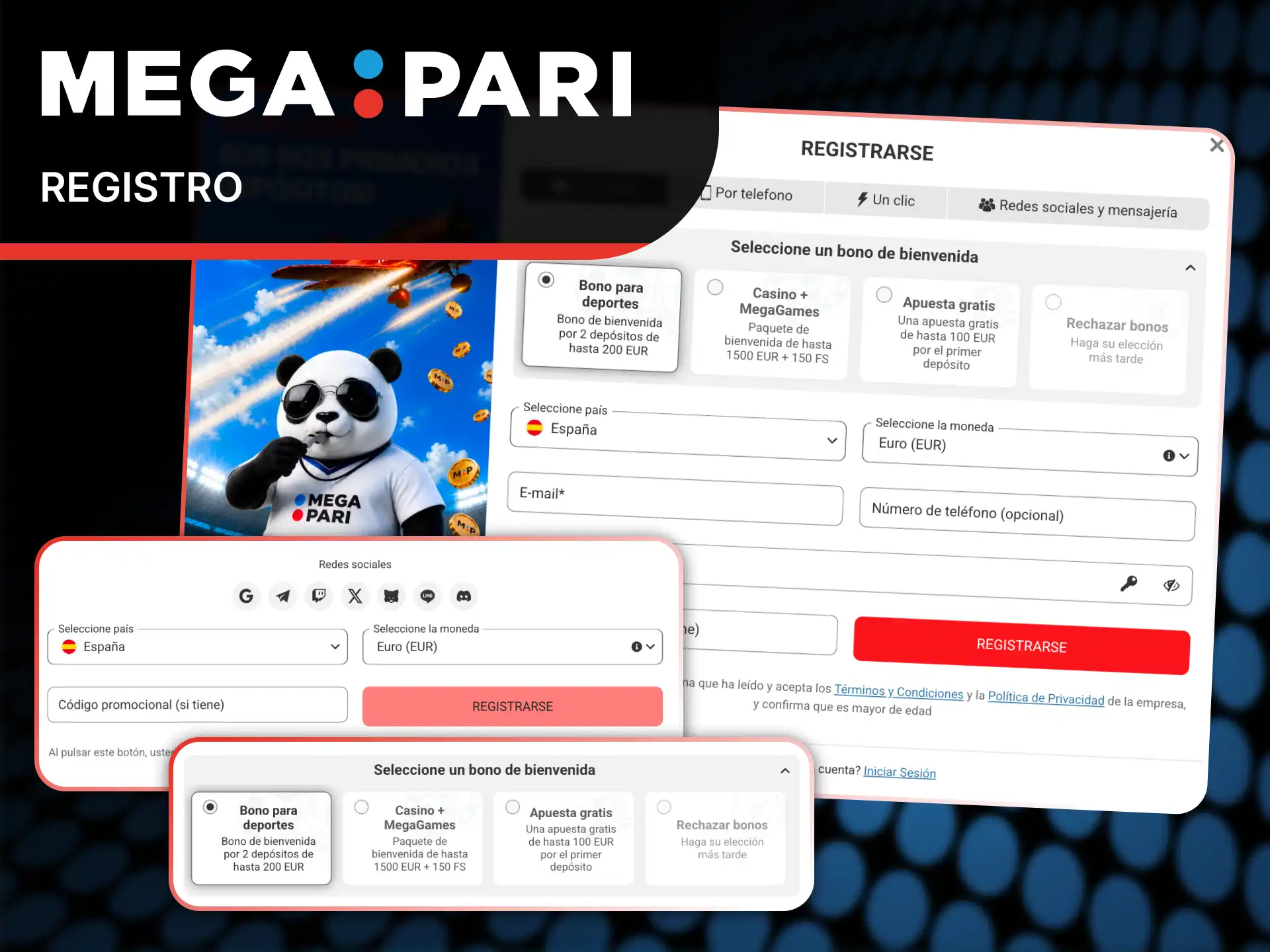 Regístrate rápidamente para crear una nueva cuenta personal en MegaPari.