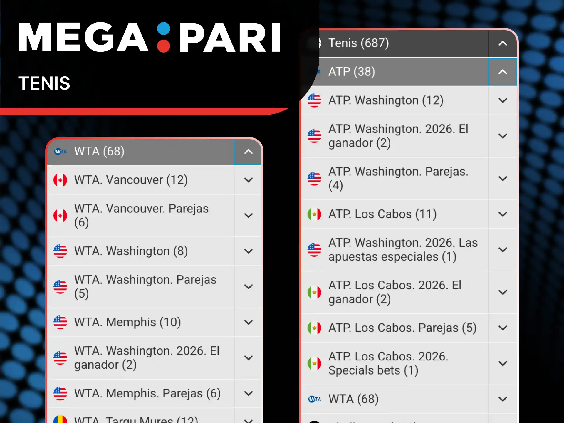 Coloca tus apuestas en los mejores torneos de tenis en MegaPari.