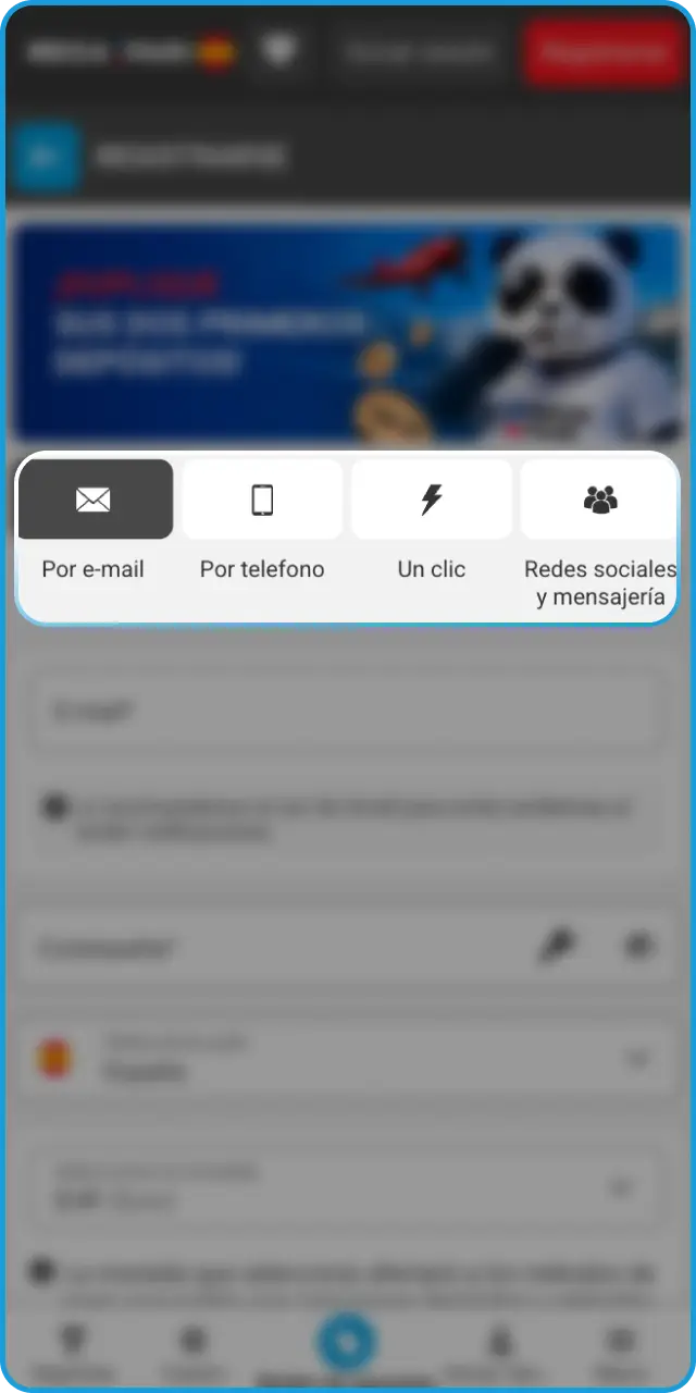 Elige tu modalidad preferida para completar el registro en MegaPari.
