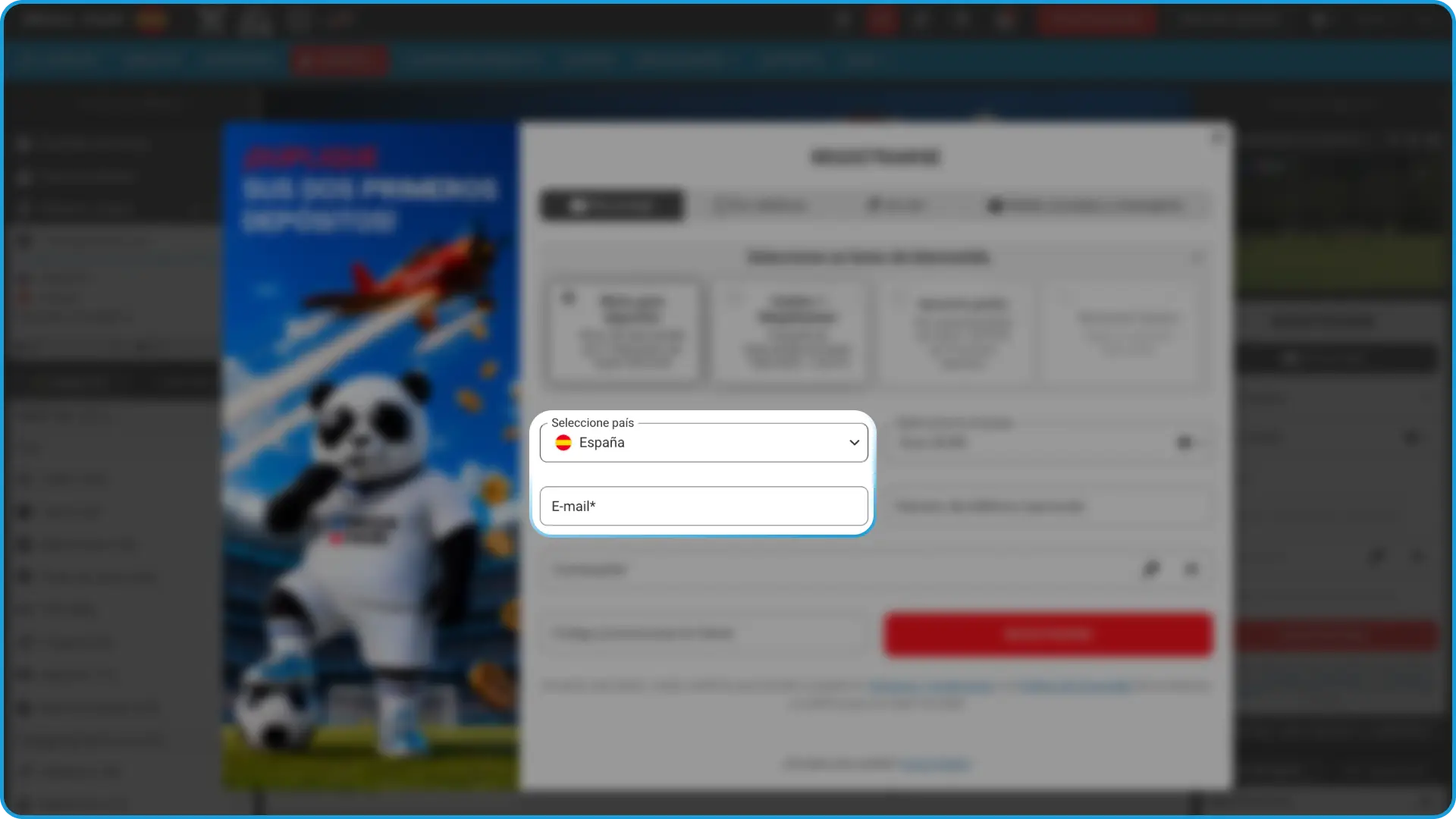 Rellena el formulario con la información requerida para tu registro en MegaPari.