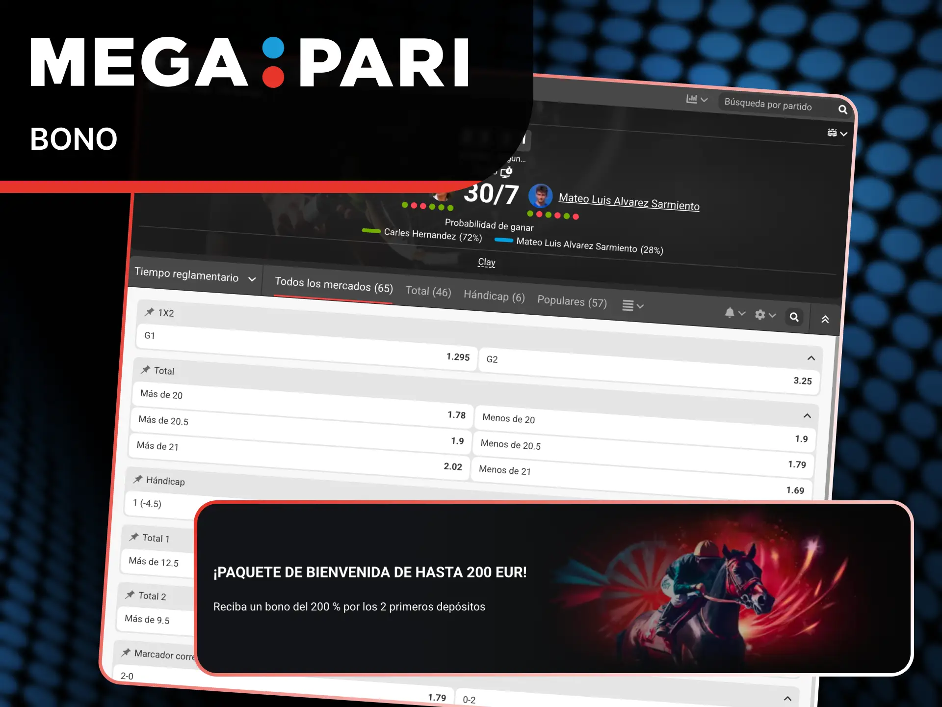 Reclama la bonificación de bienvenida para multiplicar tus fondos en MegaPari Tenis.