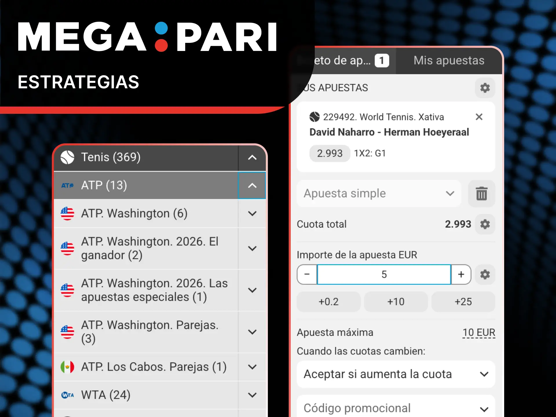 Aplica las mejores tácticas para maximizar tus aciertos en MegaPari Tenis.
