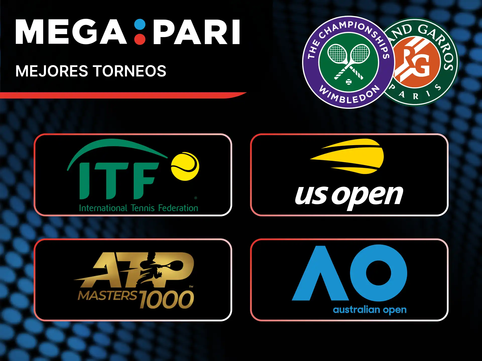 Realiza tus apuestas en los Grand Slams y torneos ATP en MegaPari Tenis.