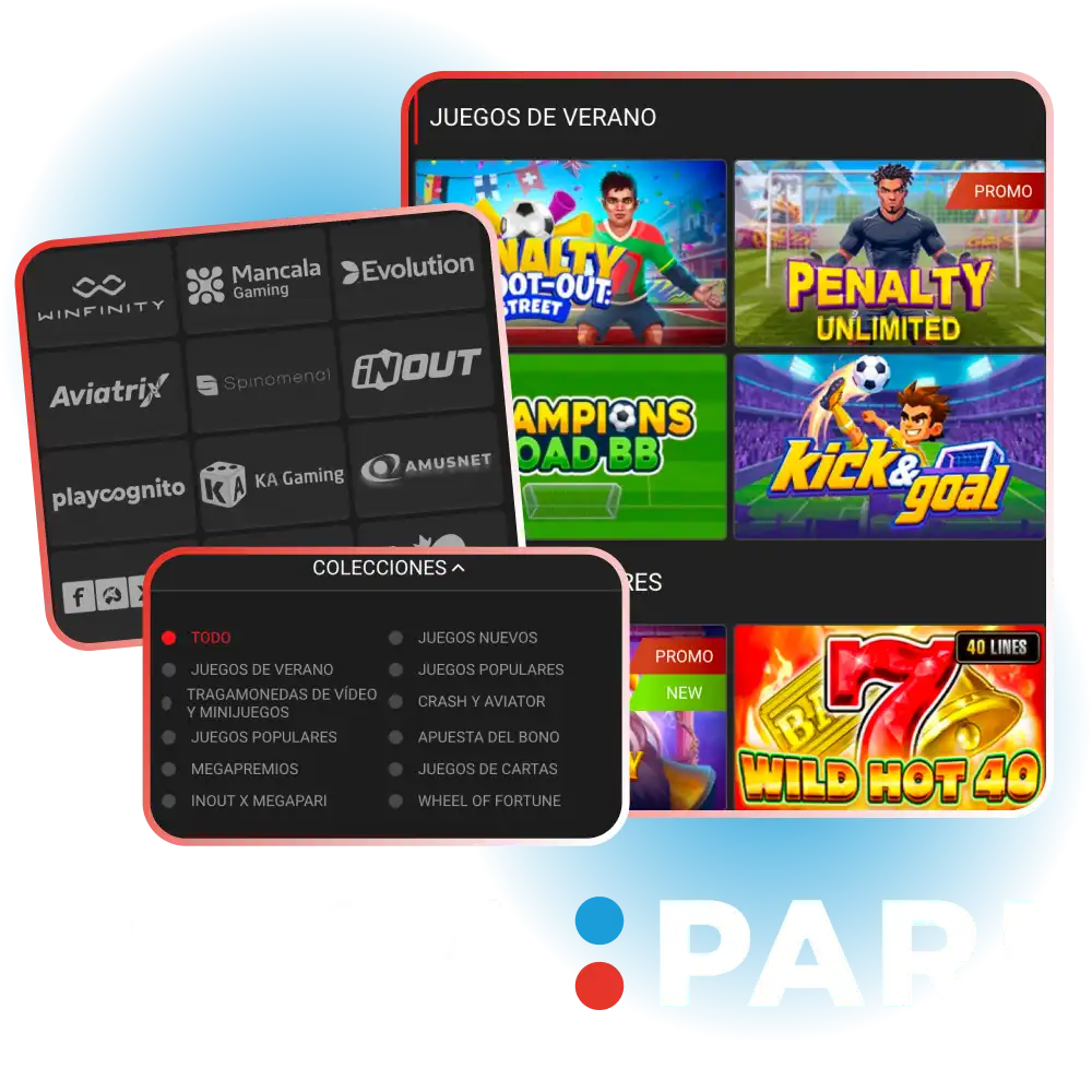 Disfruta de las mejores tragaperras en Megapari y prueba tu suerte.