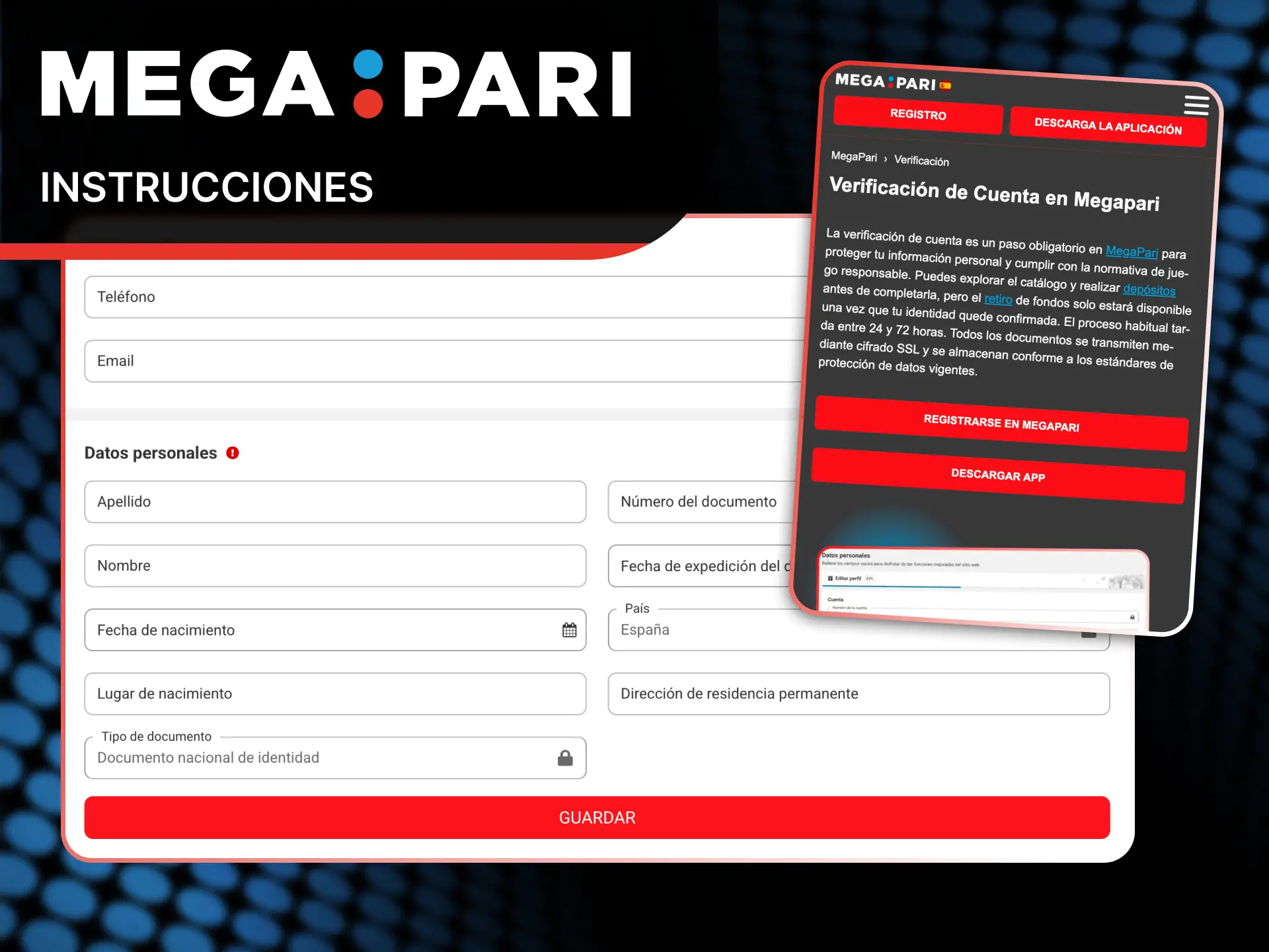 Sigue los pasos necesarios para completar la verificación en MegaPari.